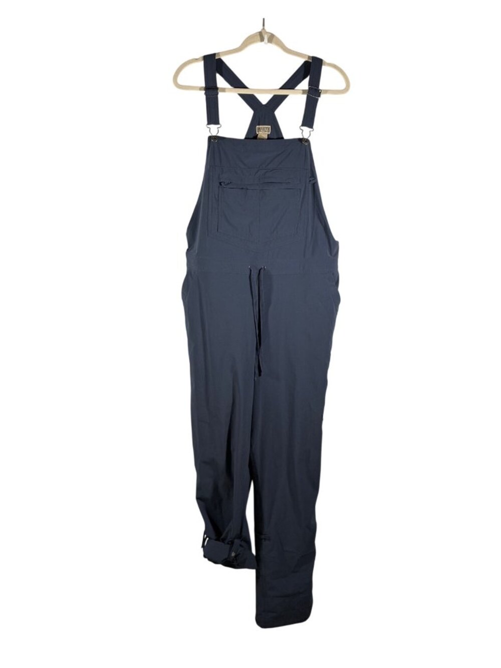 Duluth Trading Co Navy Overalls bibs roll tabs L 31 Nylon Spandex Adjustable